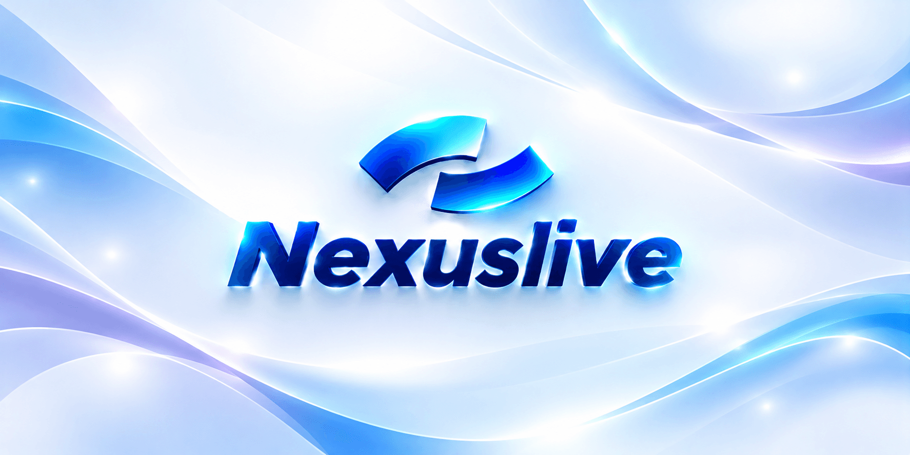 Blue and white abstract background with the Nexuslive logo prominently displayed