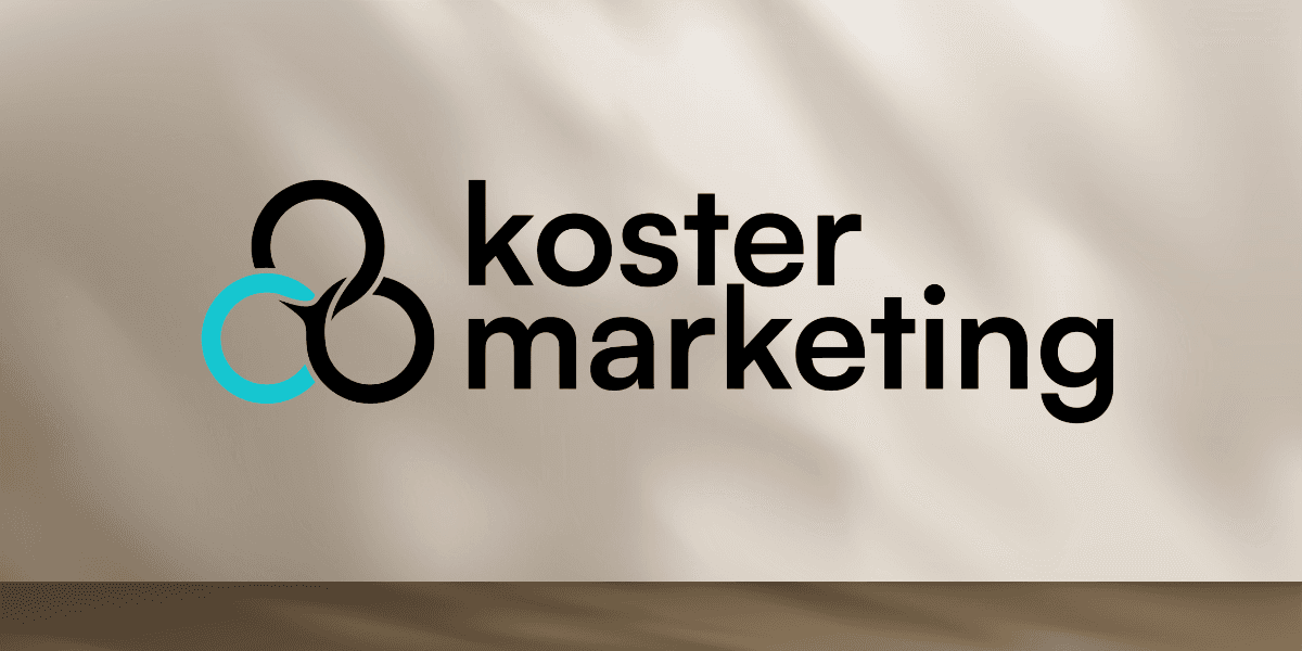 Logo of Koster Marketing featuring interconnected circles and modern typography