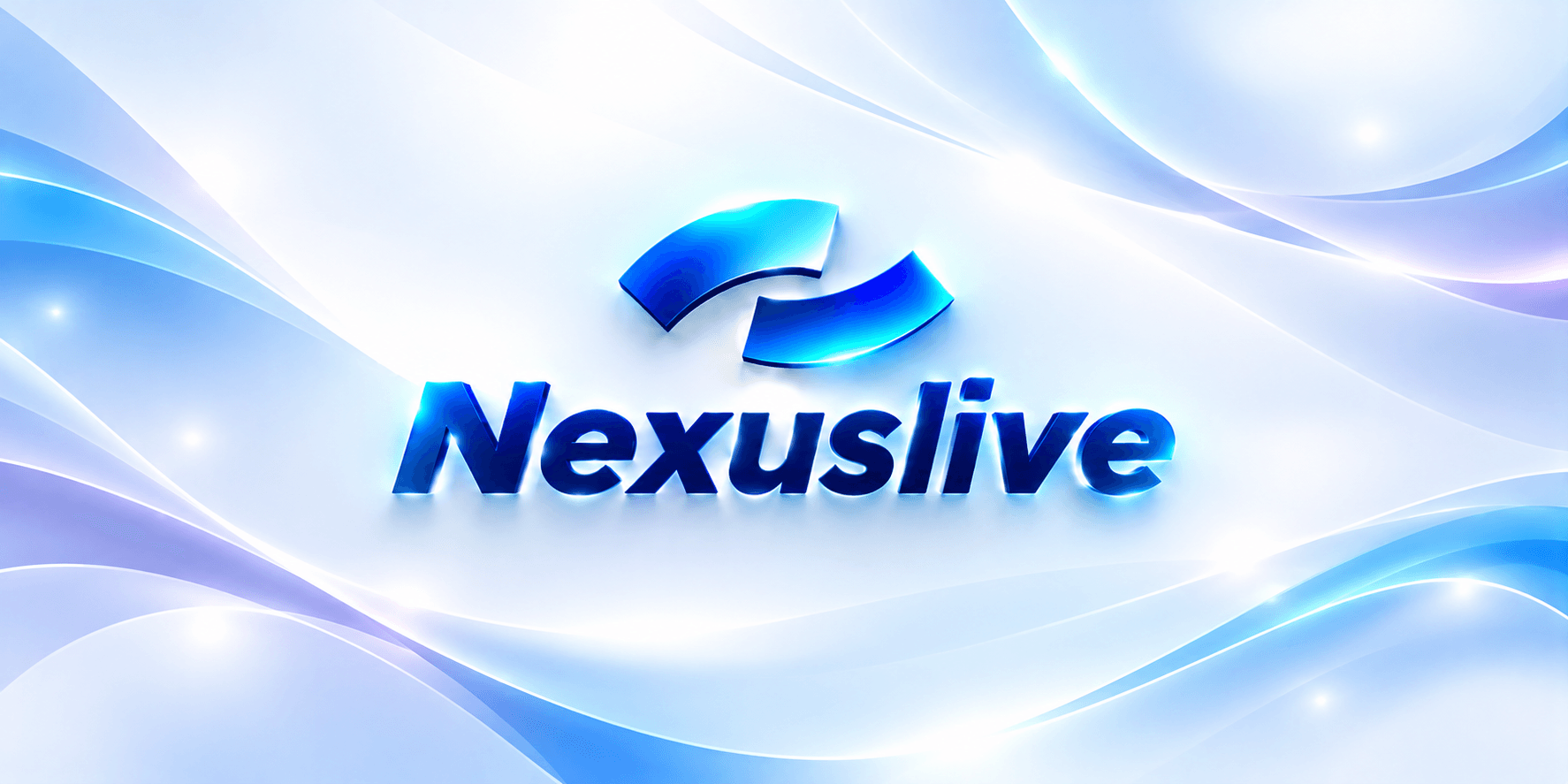 Blue and white abstract background with the Nexuslive logo prominently displayed