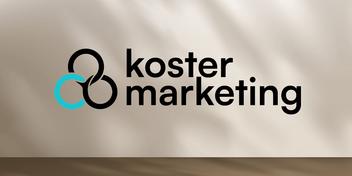 Logo of Koster Marketing featuring interconnected circles and modern typography