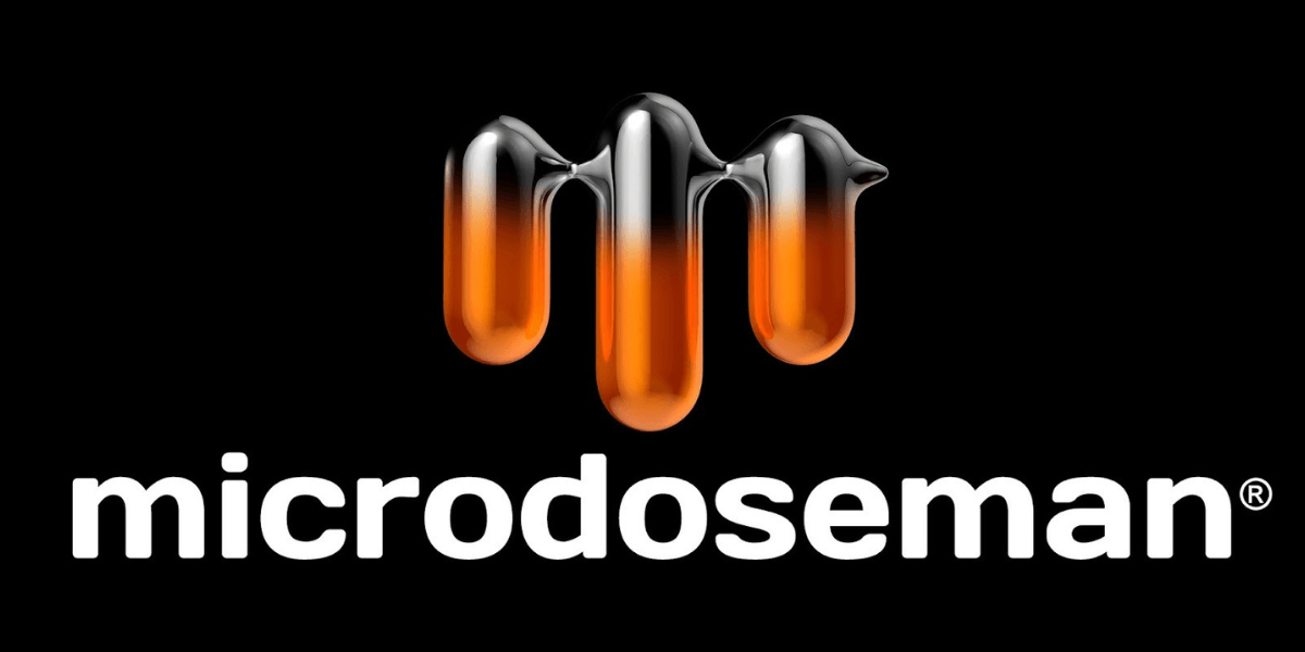 "Microdoseman logo, symbolizing a modern wellness brand focused on mental clarity, emotional balance, and sustainable performance for men."