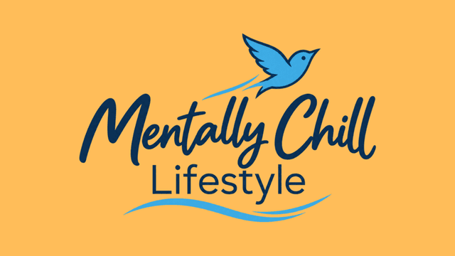 Logo for Mentally Chill Lifestyle featuring a blue bird and stylized text on orange background