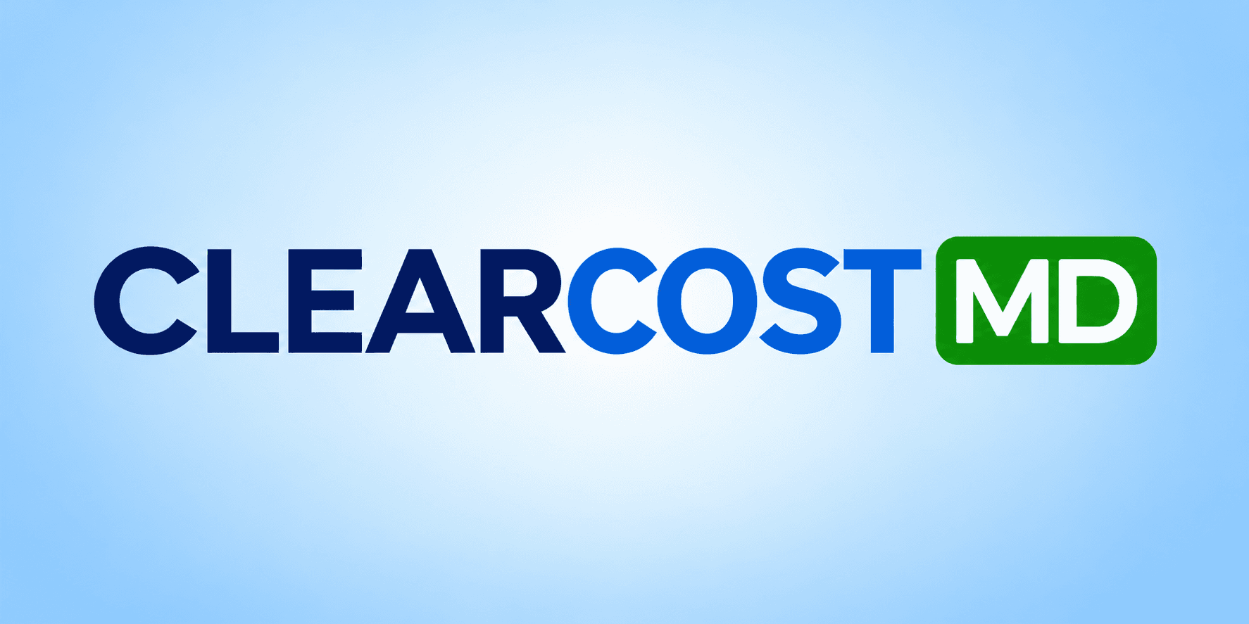 Logo of ClearCost MD in blue and green on a light background