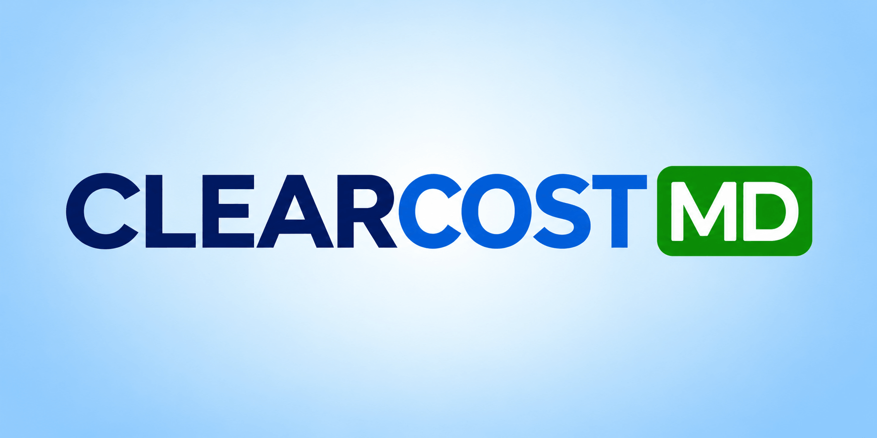 Logo of ClearCost MD in blue and green on a light background