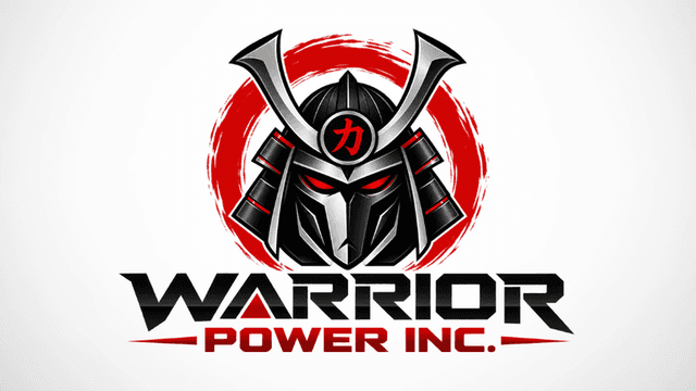 Logo featuring a samurai helmet with red accents and the text Warrior Power Inc