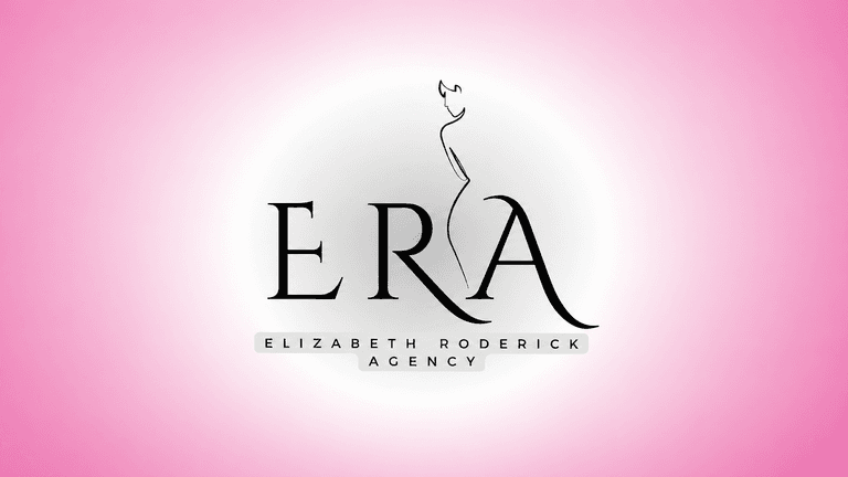 Logo for Elizabeth Roderick Agency featuring stylized letters ERA on a pink background