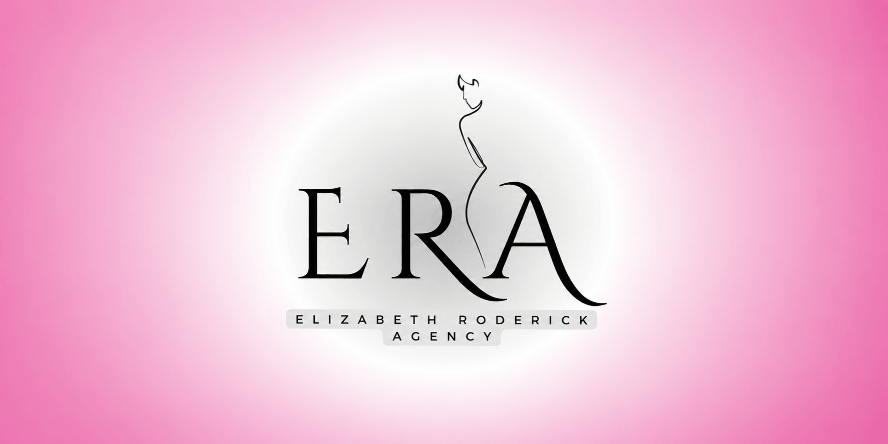 Logo for Elizabeth Roderick Agency featuring stylized letters ERA on a pink background
