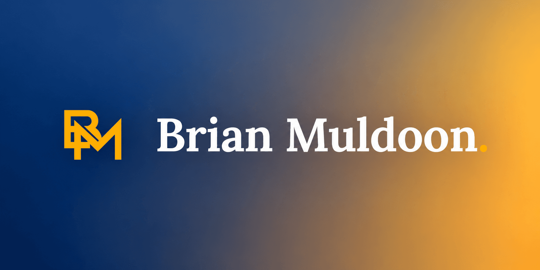 Logo featuring initials RM and the name Brian Muldoon on a gradient background