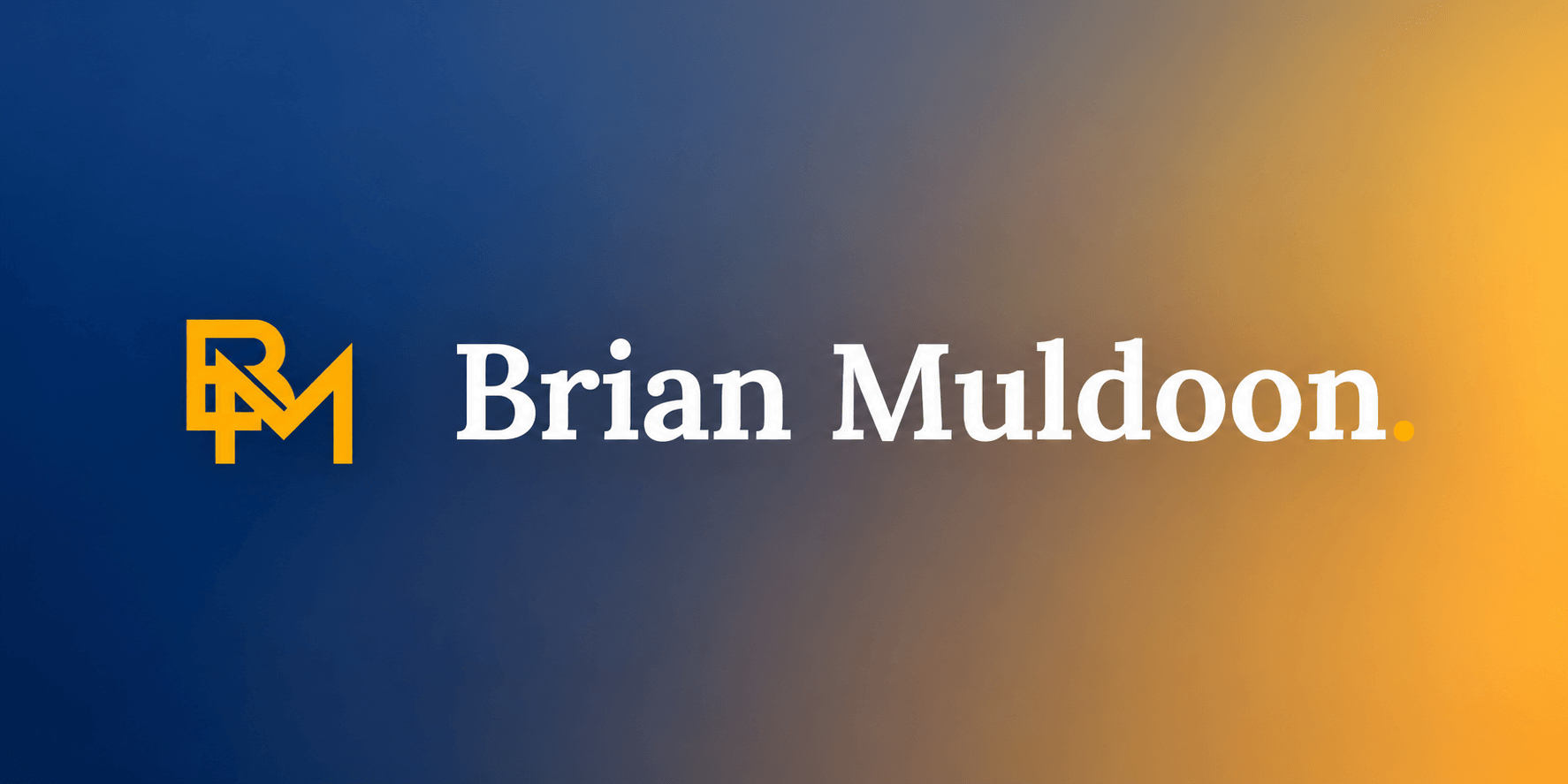 Logo featuring initials RM and the name Brian Muldoon on a gradient background