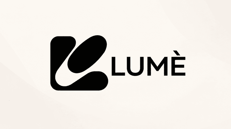 Logo featuring a stylized letter "L" and the word "LUMÈ" in bold font
