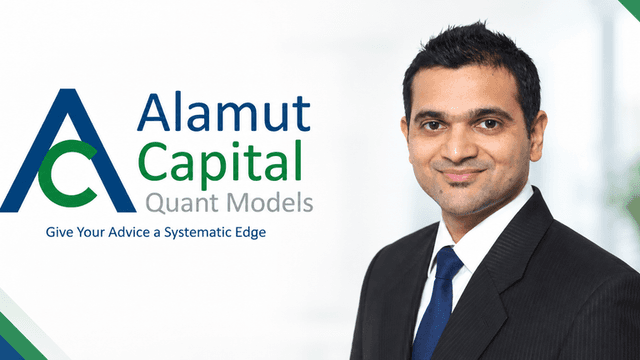 Professional man in a suit beside "Alamut Capital" logo and tagline on a light background