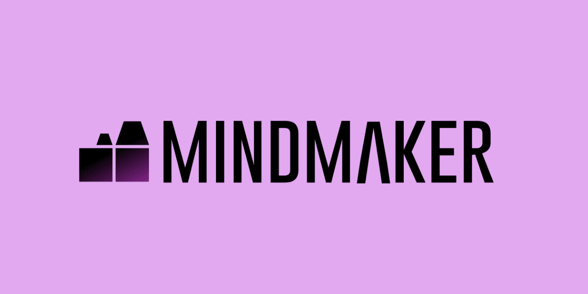 Mindmaker logo on a purple background, symbolizing AI leadership transformation, helping businesses overcome leadership drift for AI success.
