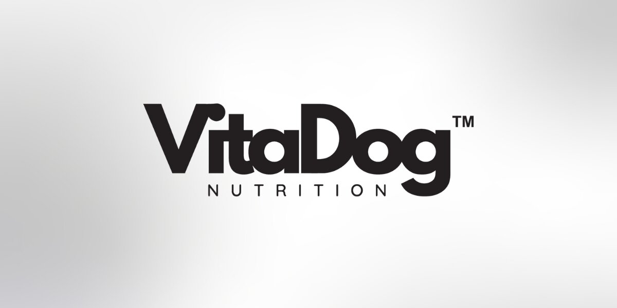 VitaDog Nutrition logo featuring a stylized dog silhouette, symbolizing wellness and care for dogs through comprehensive supplements.