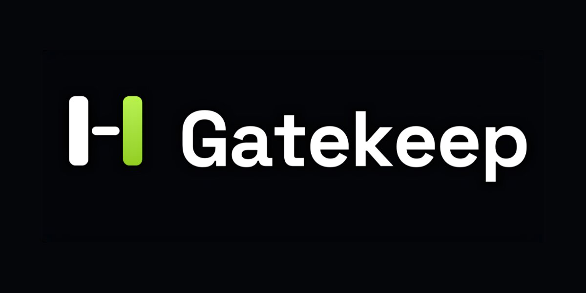 Gatekeep logo in white and bright green lettering on a black background.
