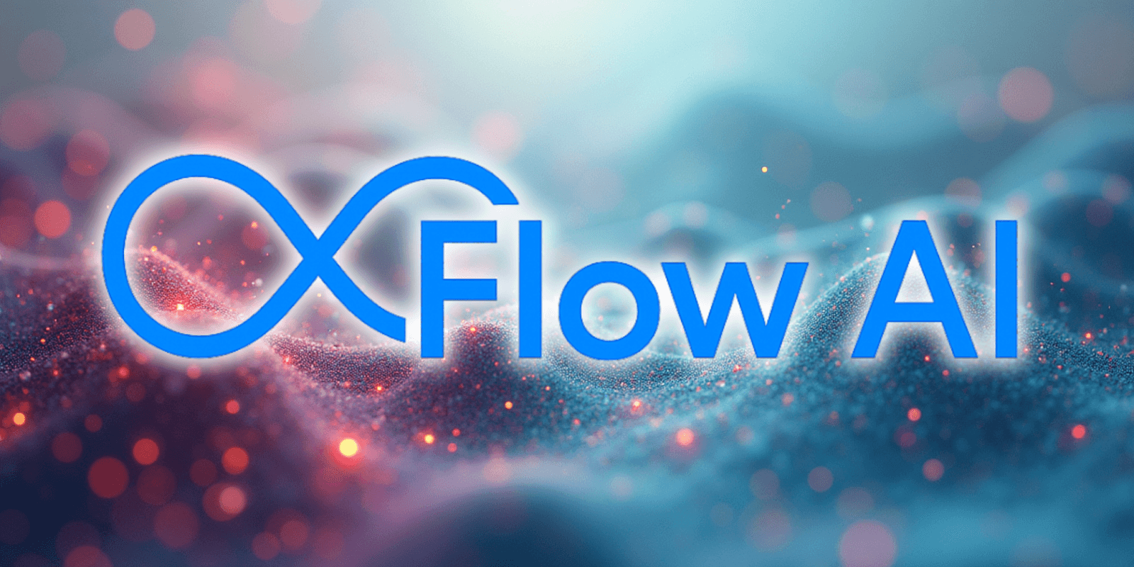 Flow AI logo with a futuristic digital background, representing innovative AI-driven marketing solutions.