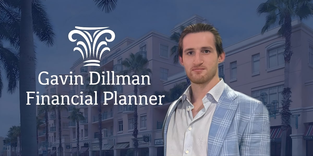 Gavin Dillman, financial planner, standing against a background with palm trees, showcasing his expertise in tax-efficient wealth management.