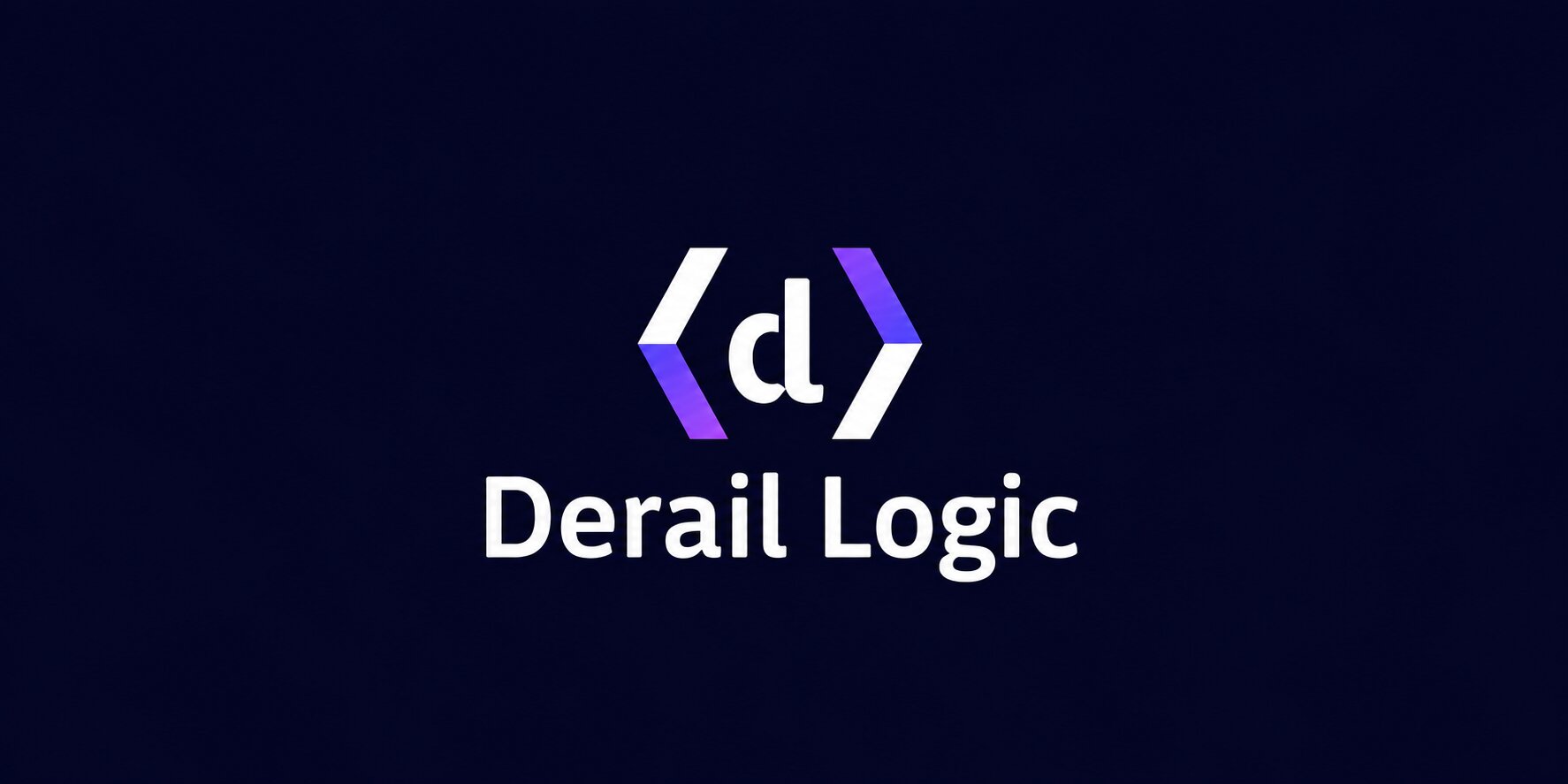 Derail Logic logo with stylized “d” icon on a dark background.