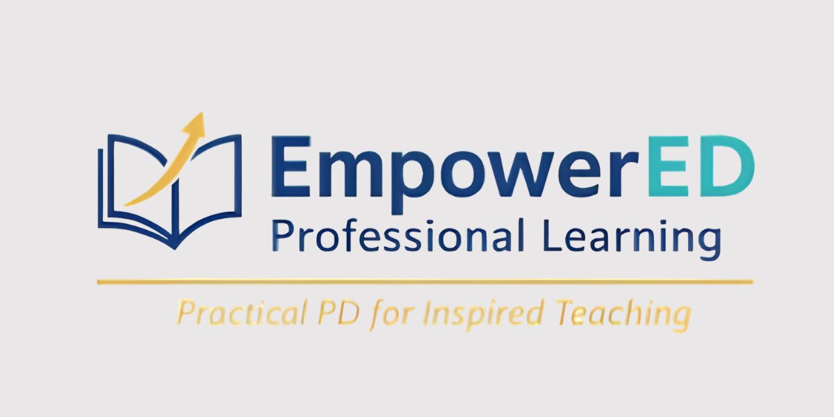 EmpowerED Professional Learning logo with open book and upward arrow, promoting practical professional development for educators.
