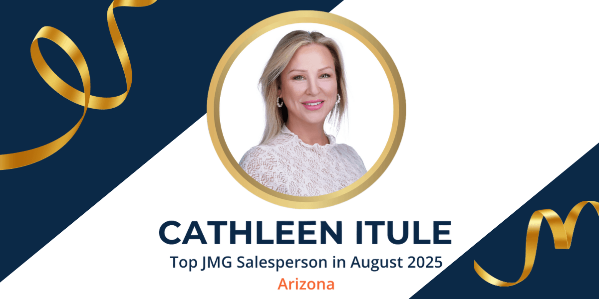Cathleen Itule, top JMG salesperson for August 2025, recognized for strategic real estate innovation and exceptional client service in Arizona