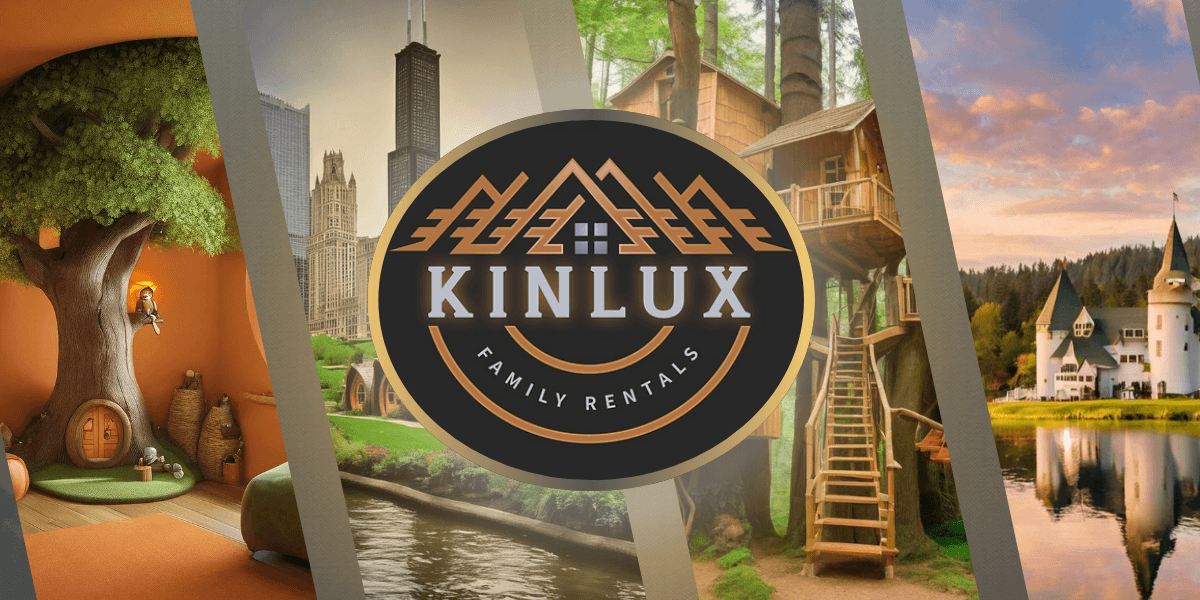 "KINLUX logo, merging tokenized real estate with luxury travel, offering exclusive vacation rentals and innovative investment opportunities."