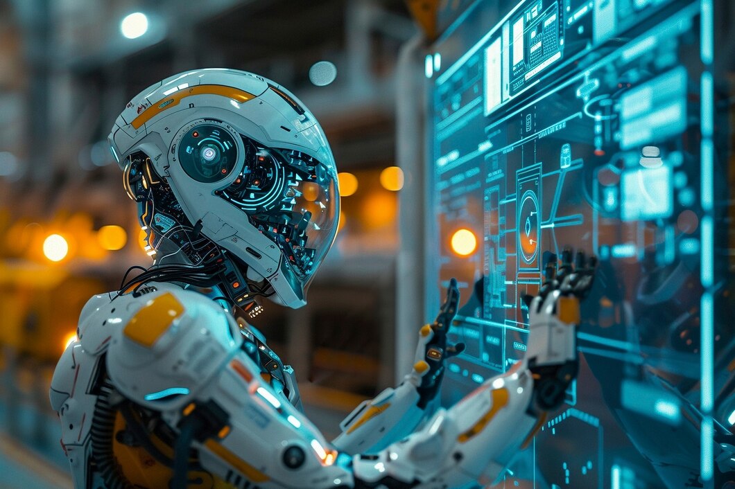 Futuristic Scene With High Tech Robot Used Construction Industry 23 2151329542