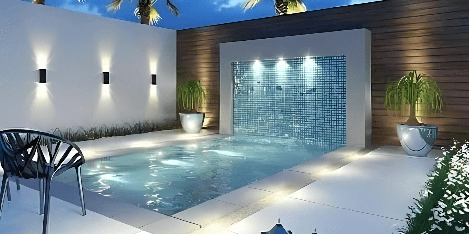 A sleek, eco-friendly Polytex USA plunge pool in a stylish backyard, highlighting sustainability, customization, and energy efficiency.