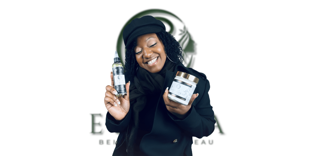Lady Euvoia's plant-based haircare products, blending nature and science to restore confidence and promote healthy hair growth with a focus on self-love and transparency.