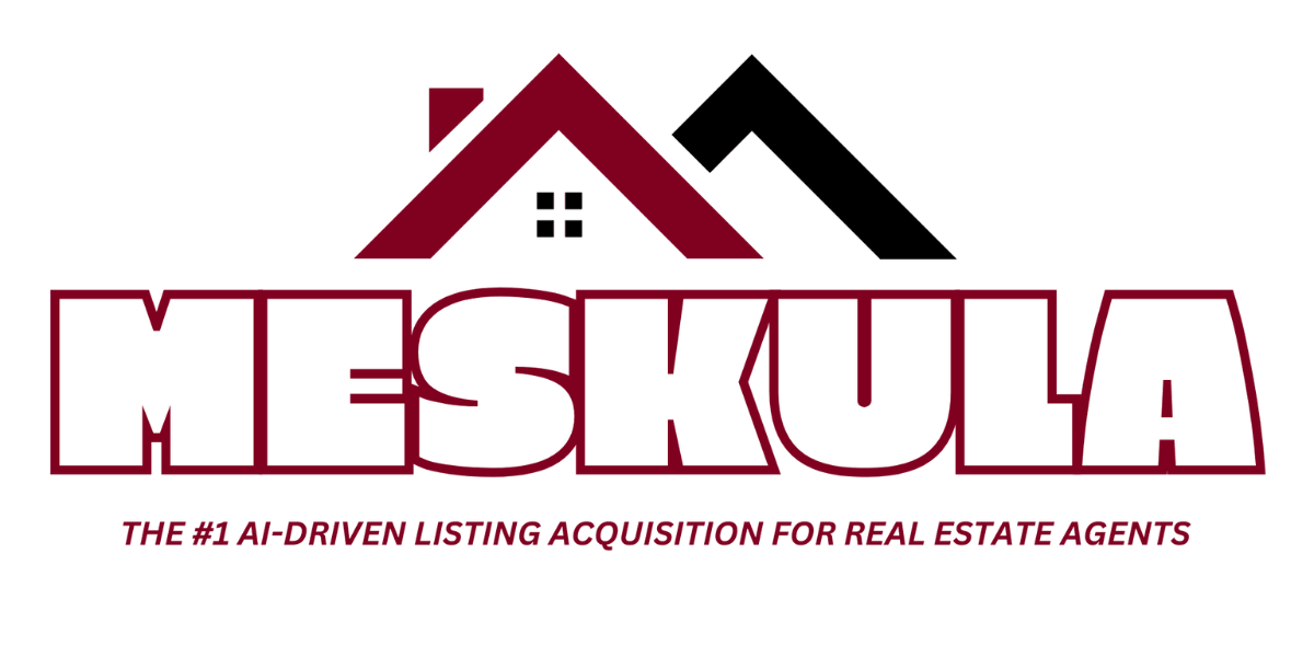 Meskula logo featuring a red and black house design with the tagline 'THE #1 AI-DRIVEN LISTING ACQUISITION FOR REAL ESTATE AGENTS.