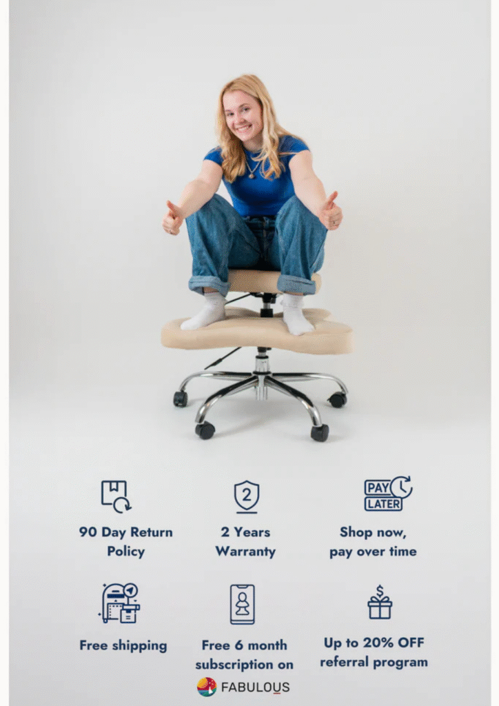 Flytt ergonomic chair designed for neurodivergent individuals, supporting movement, focus, and comfort during work or meditation.
