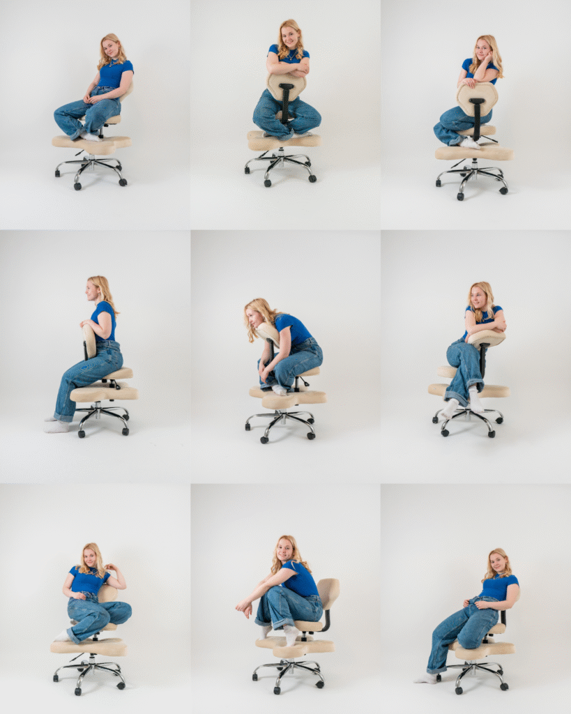 Flytt ergonomic chair designed for neurodivergent individuals, supporting movement, focus, and comfort during work or meditation.
