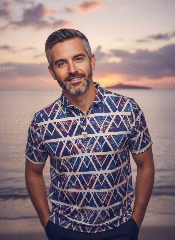 Scott Leach, founder of Grace & Lux, showcasing the brand’s bold luxury with a sophisticated look.