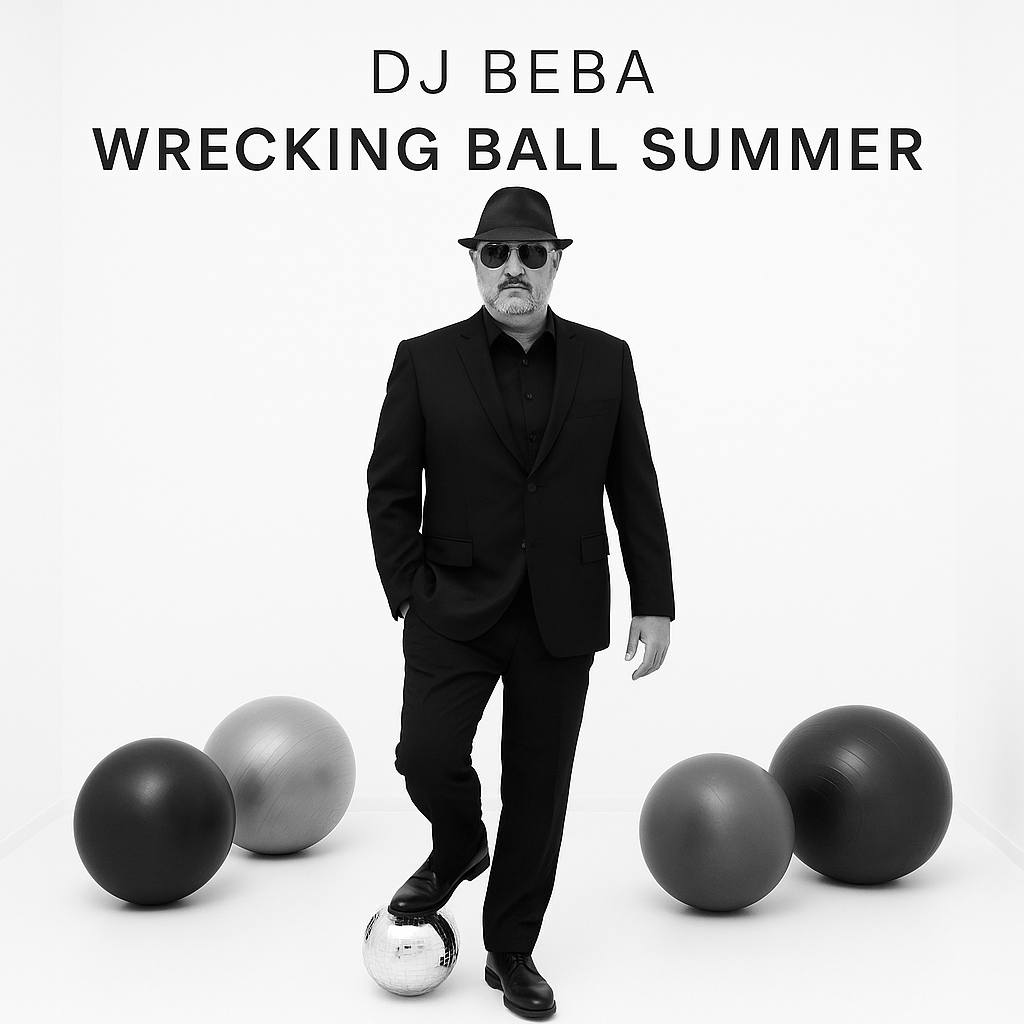 DJ Beba in black suit and hat promoting his single “Wrecking Ball Summer.”