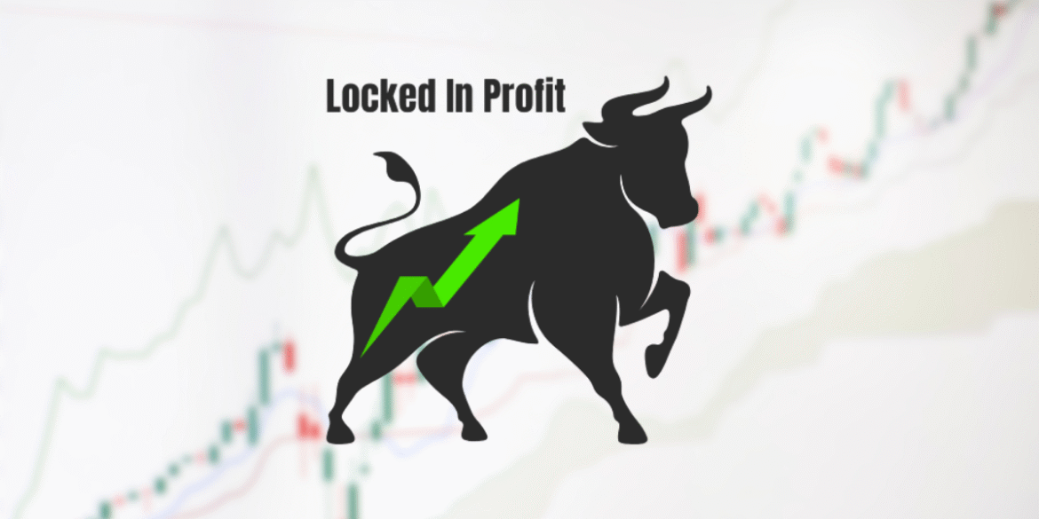 "Logo of Locked In Profit, featuring a bull and upward arrow symbolizing successful trading and financial growth."