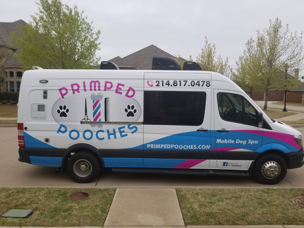 Primped Pooches, North Texas’s premier luxury mobile dog spa, where comfort, convenience, and top-tier grooming are delivered right to your doorstep.