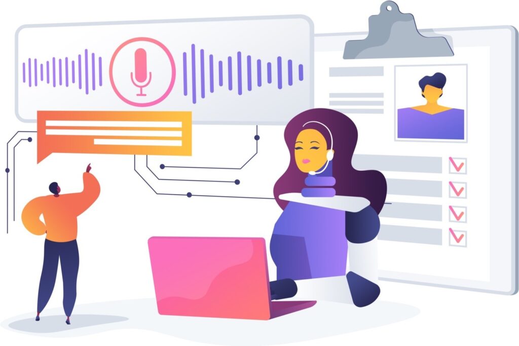 AI-driven customer service assisting property management with voice and data integration.