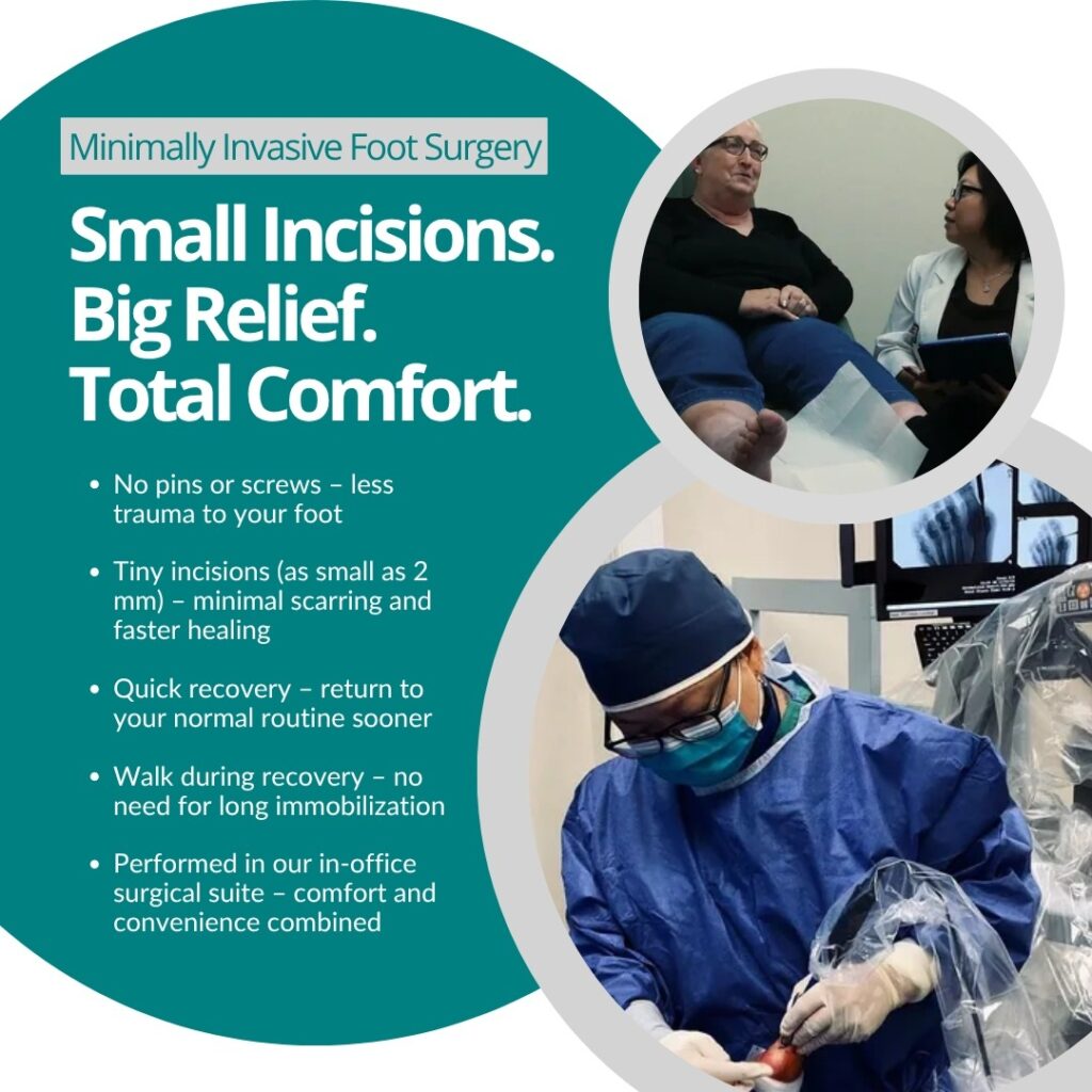 Minimally Invasive Surgery Benefits: "Minimally invasive foot surgery offers quicker recovery and less discomfort."