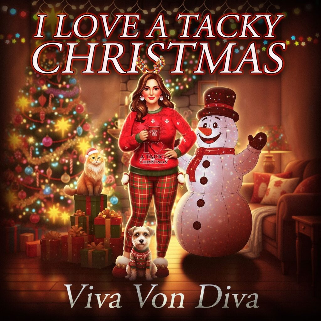Viva Von Diva celebrates the fun of kitschy holiday traditions with humor and cheer.