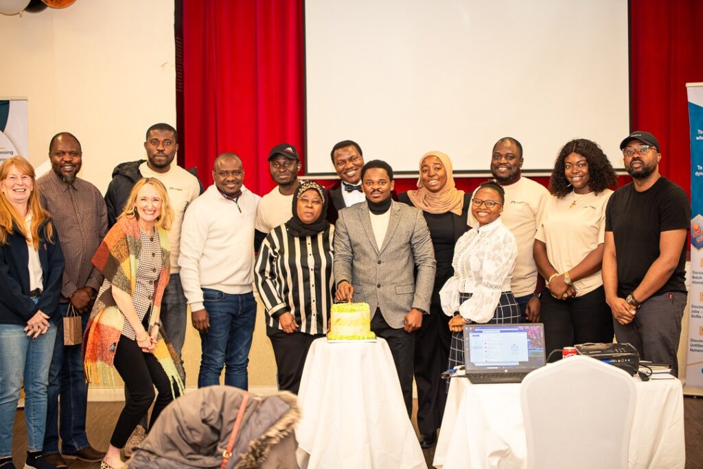 The MEET Resources team celebrates the platform’s launch with cake at the Bridgwater event.