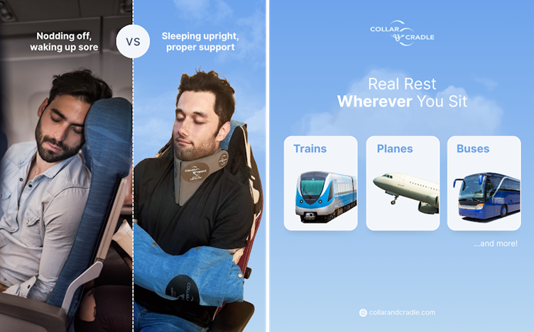 Enhance your travel comfort with the Collar & Cradle system, engineered to provide optimal support throughout extended journeys, helping to ensure you arrive feeling refreshed.