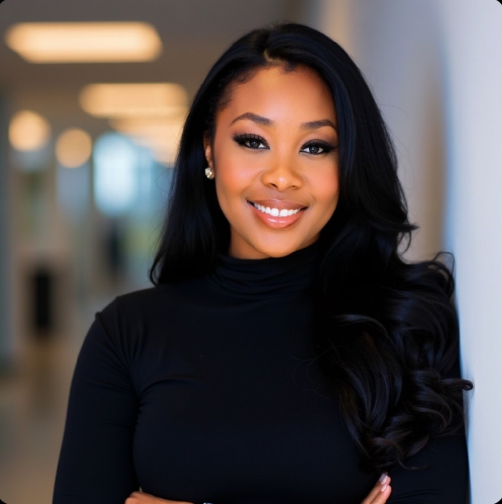 Dazhona Hodge, founder of Virtue Professional Services, smiling confidently in a black top.