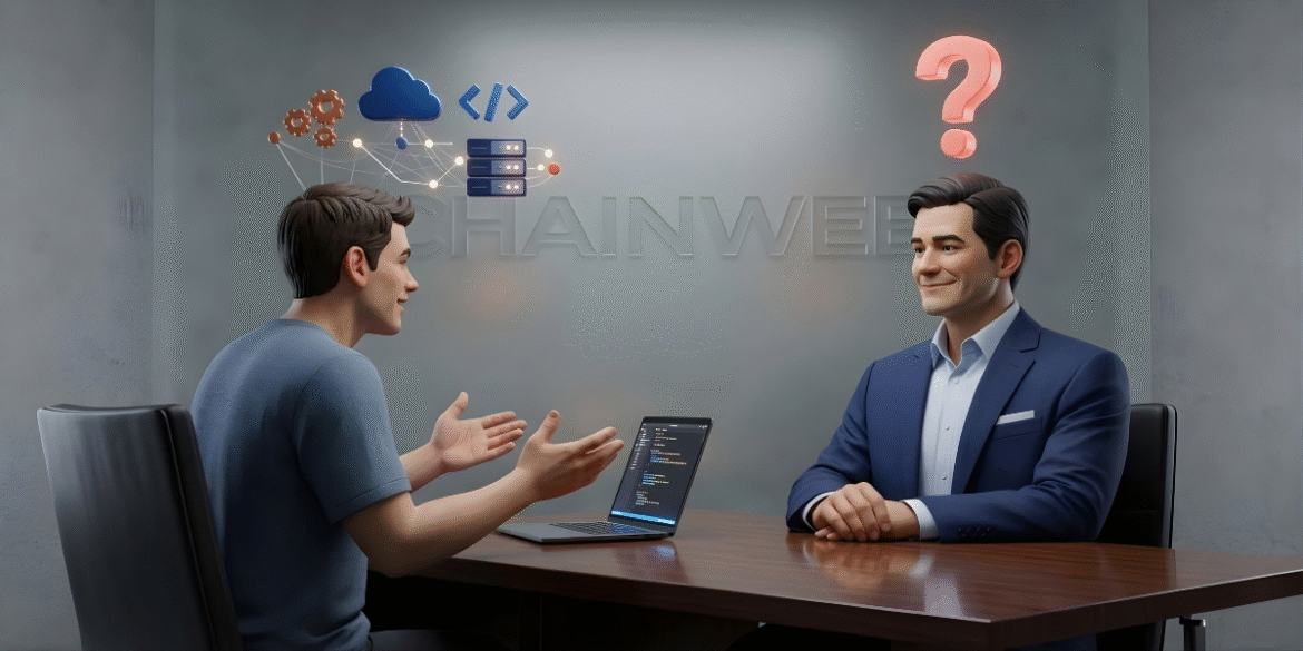 Founder consulting with development team about AI-era software architecture, emphasizing strategic tech decisions, scalable systems, and responsible product development planning.