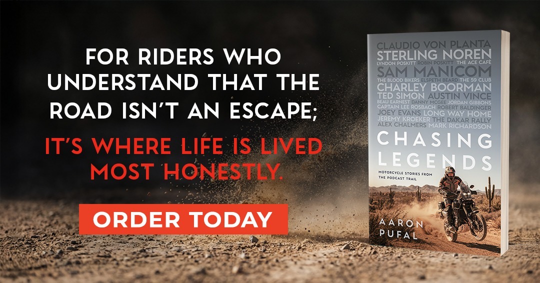 Discover how Aaron Pufal transforms real motorcycle journeys into powerful storytelling in Chasing Legends: Motorcycle Stories from the Podcast Trail.