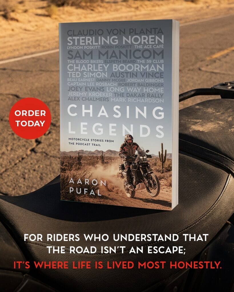Discover how Aaron Pufal transforms real motorcycle journeys into powerful storytelling in Chasing Legends: Motorcycle Stories from the Podcast Trail.