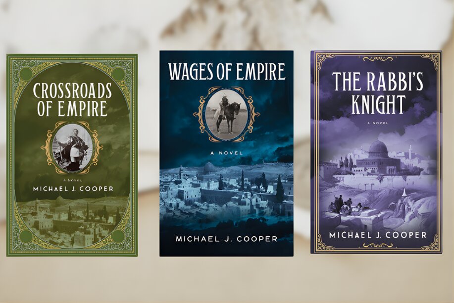 Three book covers featuring titles related to Michael J. Cooper's historical fiction blending medicine and human stories.