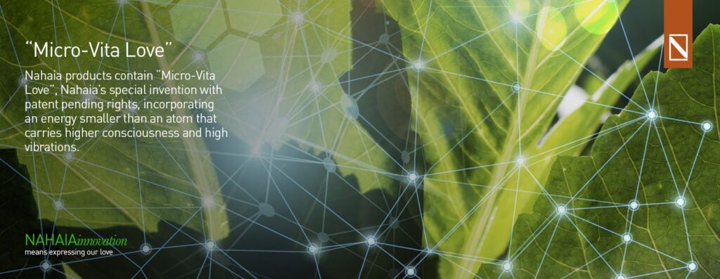 Nahaia Active Organics logo with a backdrop of natural ingredients, symbolizing luxury organic skincare innovation.