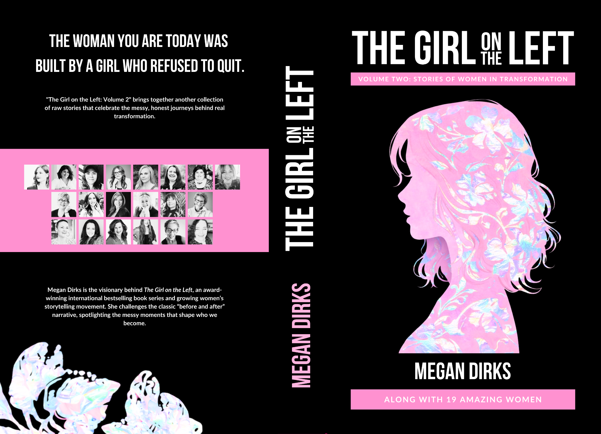 Book cover design for The Girl on the Left: Volume Two featuring women’s transformation stories.