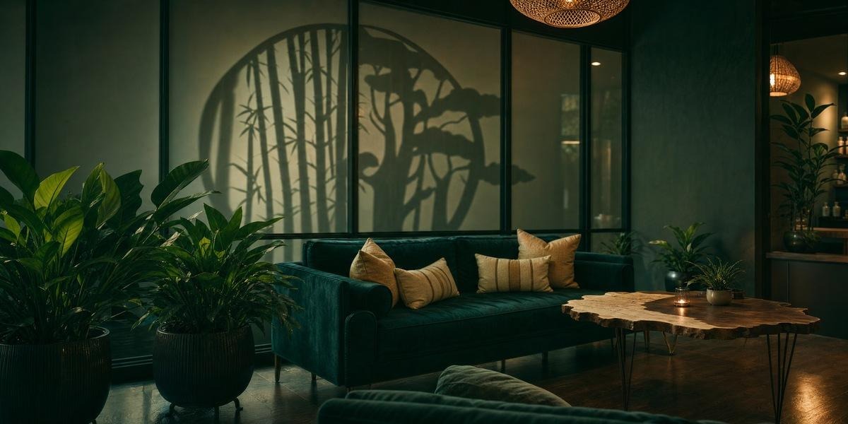 Luxury wellness lounge interior at Banyan & Bamboo Day Spa in South Austin.