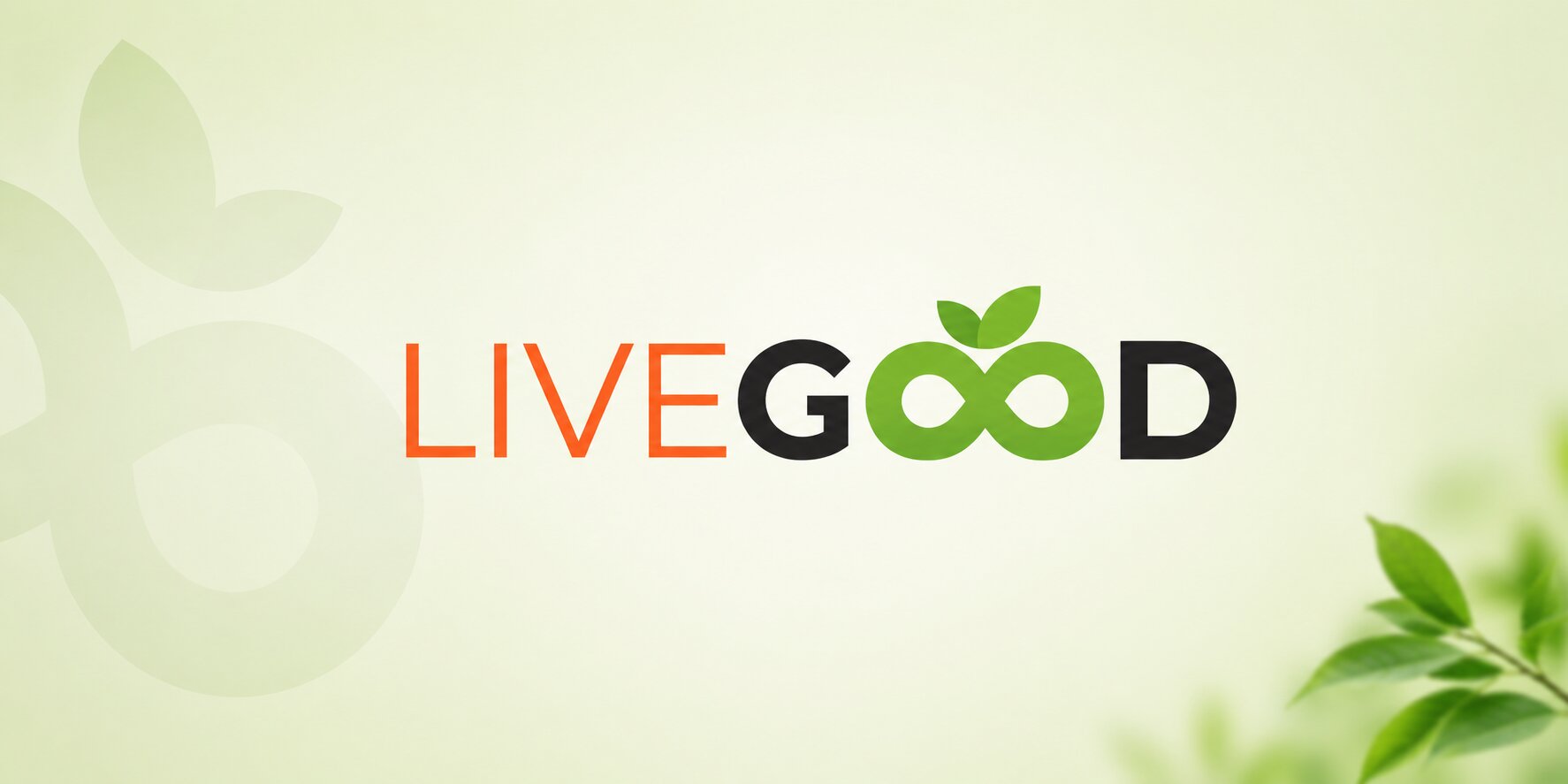 LiveGood logo with green leaf design on a light background.