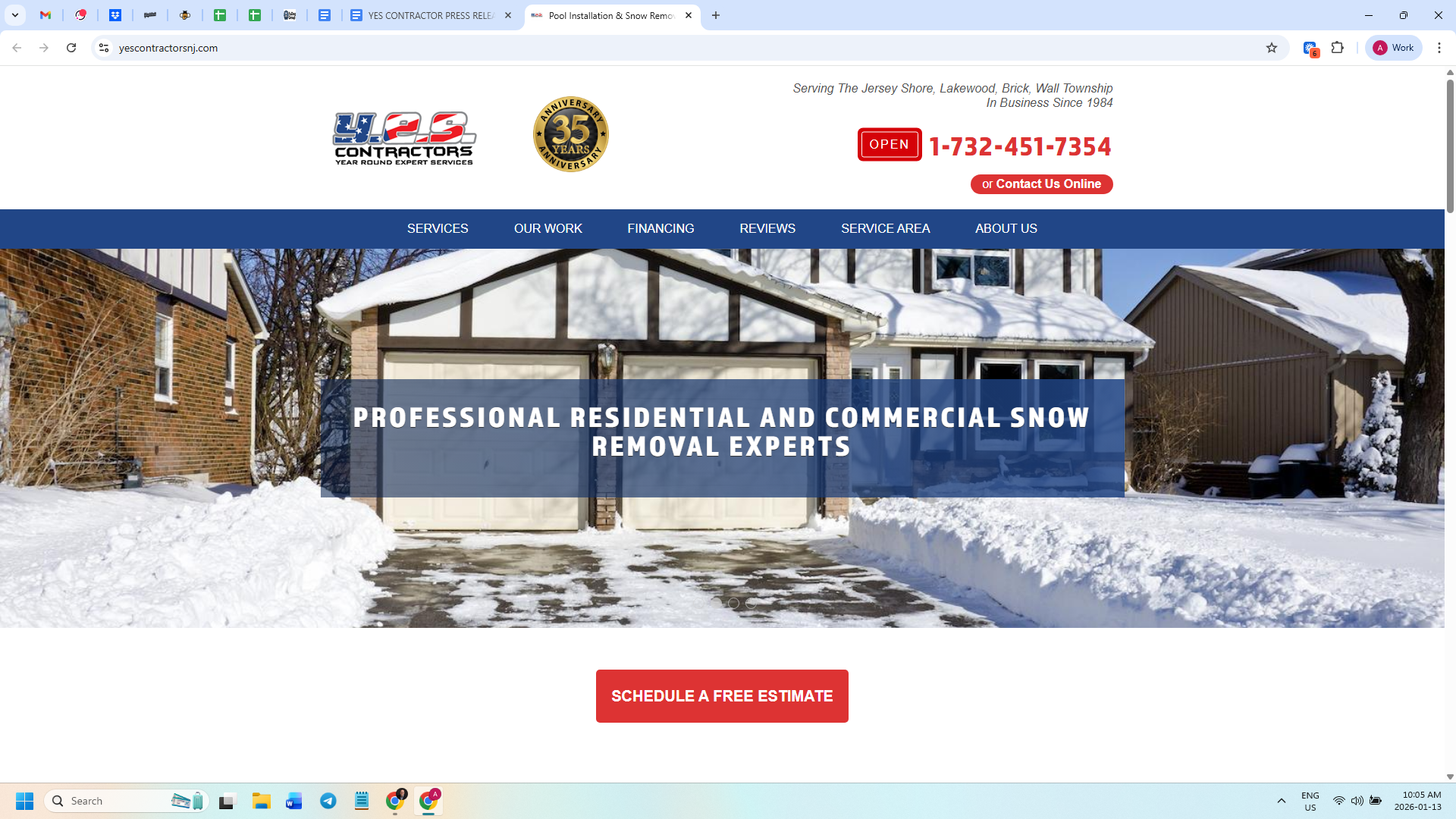 Snow-covered suburban driveway cleared by professional residential snow removal service