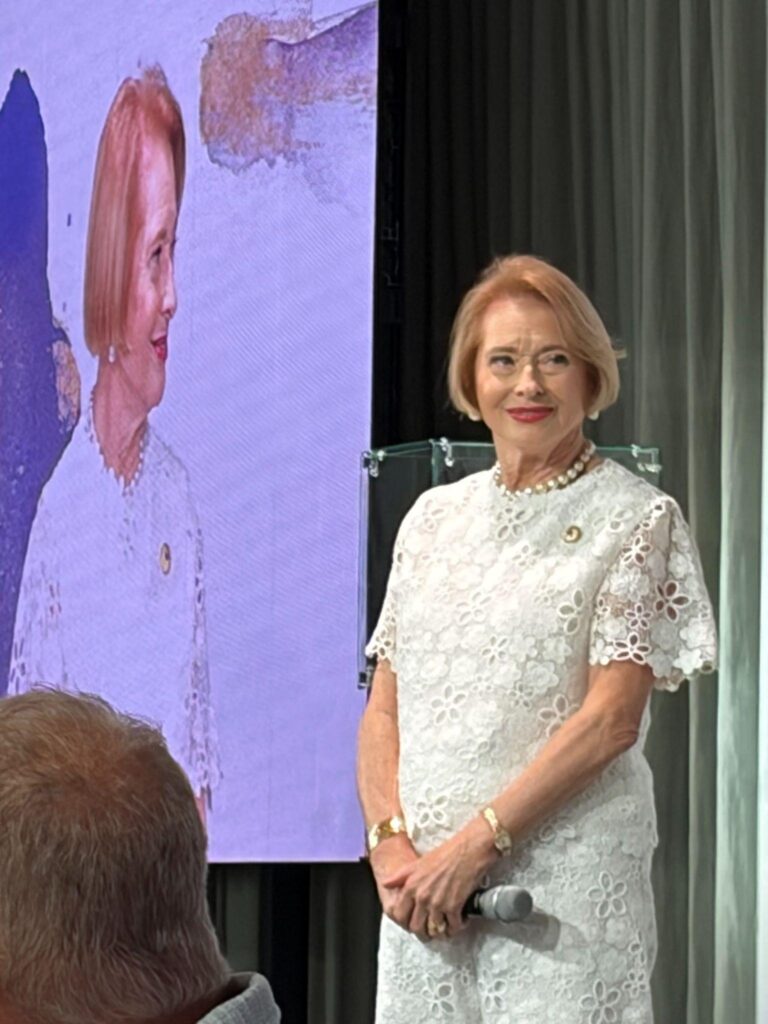 Gai Waterhouse AO speaking at the Pancreatic Cancer Research Lunch fundraising event.`